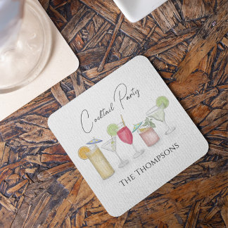 Porta-copo De Papel Quadrado Simples Cocktail Bebidas Watercolor
