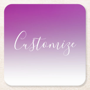 Porta-copo De Papel Quadrado Simples Gradiente Ombre Roxo Minimalista Moderno