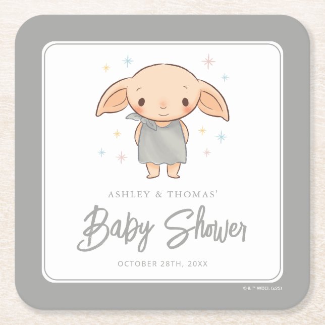 Porta-copo De Papel Quadrado Simples Harry Potter - Chá de Bebê do Dobby (Frente)