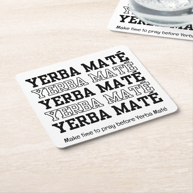Porta-copo De Papel Quadrado SIMPLES MATE YERBE Tempo Para Rezar Texto Personal (Inclinado)