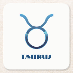 Porta-copo De Papel Quadrado Sinal azul do zodíaco do Taurus no branco