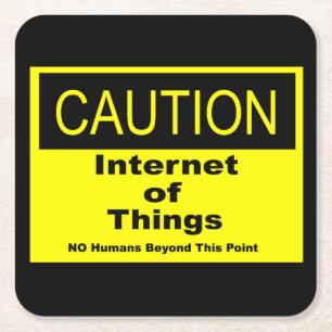 Porta-copo De Papel Quadrado Sinal de Aviso de Caução IoT da Internet das Coi