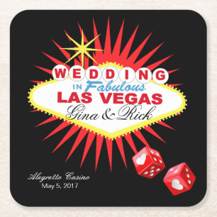 Porta-copo De Papel Quadrado Sinal de boas-vindas de Las Vegas ESCOLHER COR D
