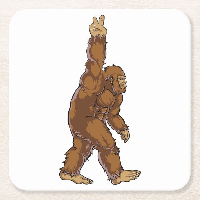 Porta-copo De Papel Quadrado Sinal de Paz Bigfoot (Frente)