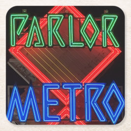 Porta-copo De Papel Quadrado Sinal Neon Parlor Metro