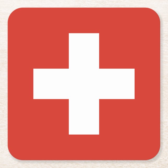 Porta-copo De Papel Quadrado Sinalizador de suiça (Frente)