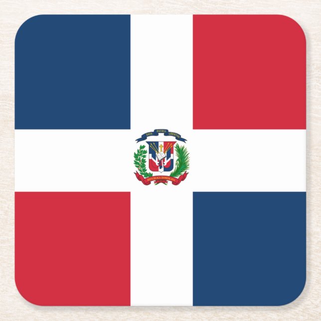 Porta-copo De Papel Quadrado Sinalizador: República Dominicana (Frente)