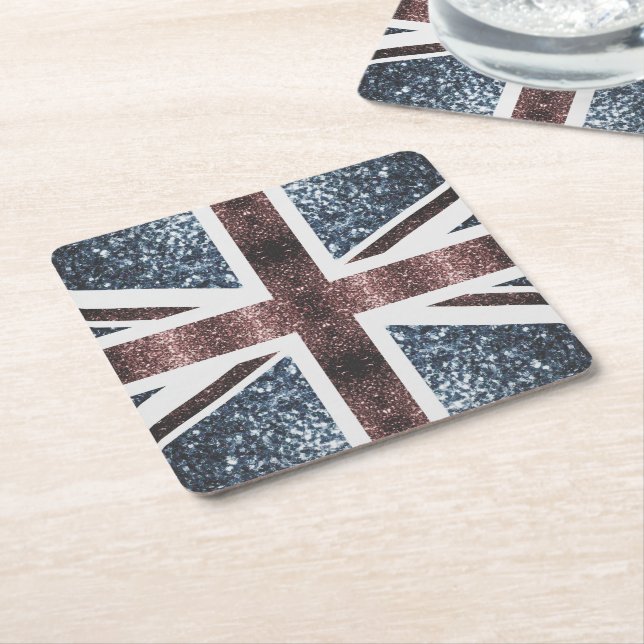 Porta-copo De Papel Quadrado Sinalizador russo do Reino Unido brilha vermelhos (Inclinado)