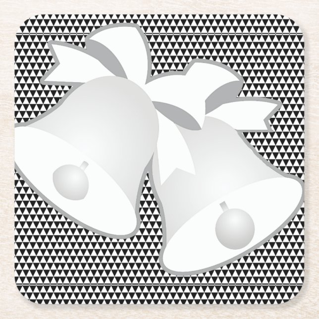 Porta-copo De Papel Quadrado Sinos De Casamento (Frente)