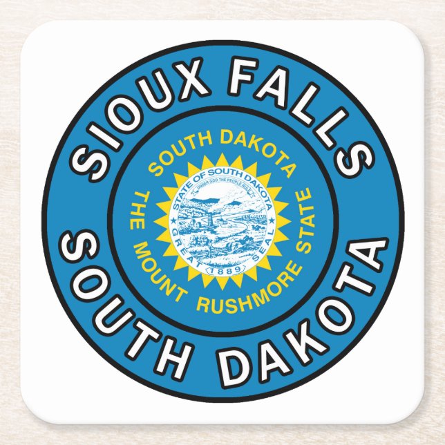 Porta-copo De Papel Quadrado Sioux Falls South Dakota (Frente)