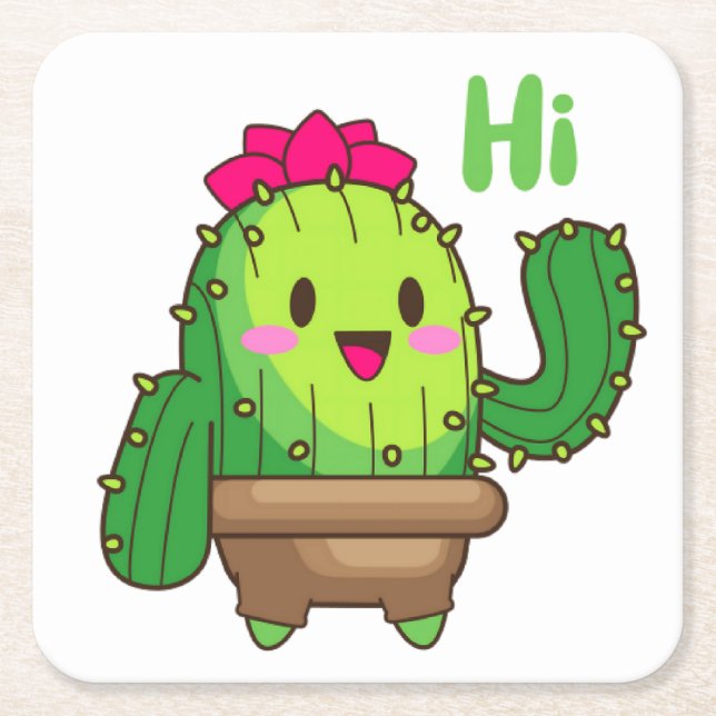 Porta-copo De Papel Quadrado Sip & Smile Coaster – Cactus Says Hi
