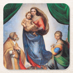 Porta-copo De Papel Quadrado Sistine Madonna, Raphael