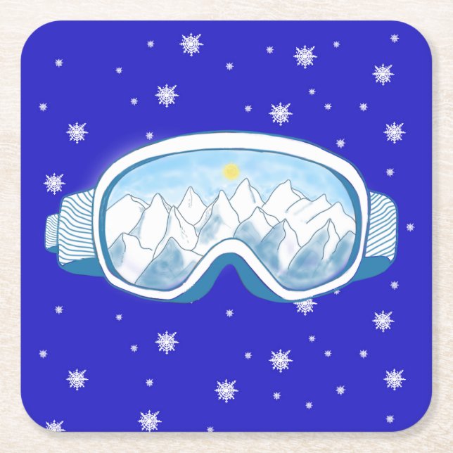 Porta-copo De Papel Quadrado Ski Goggles Snowflake Dance (Frente)