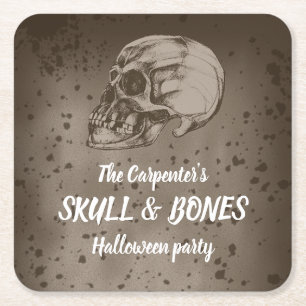 Porta-copo De Papel Quadrado Skull & Bones Halloween