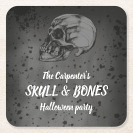Porta-copo De Papel Quadrado Skull & Bones Halloween