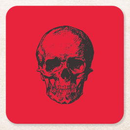Porta-copo De Papel Quadrado Skull Red Pop Art