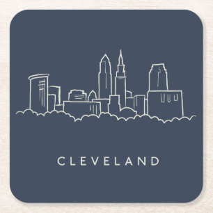 Porta-copo De Papel Quadrado Skyline de Cleveland Ohio