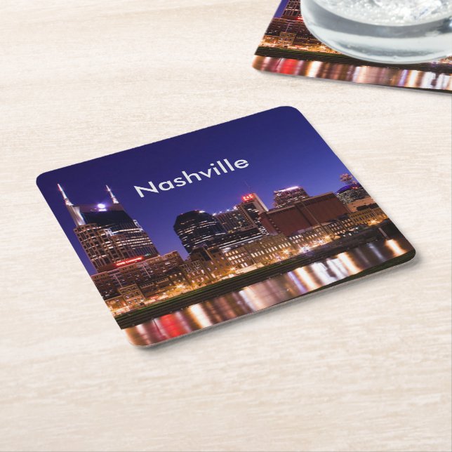 Porta-copo De Papel Quadrado Skyline de Nashville (Inclinado)