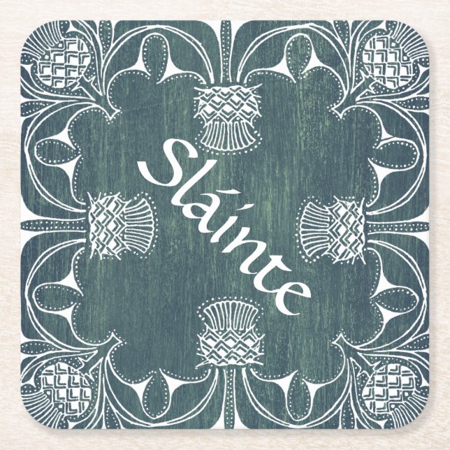 Porta-copo De Papel Quadrado Sláinte Cheers Porta copos Escocesa (Frente)