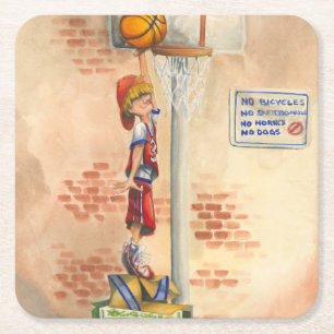 Porta-copo De Papel Quadrado Slam Dunk, em Basquetebol Hoop, por Jay Throckmort