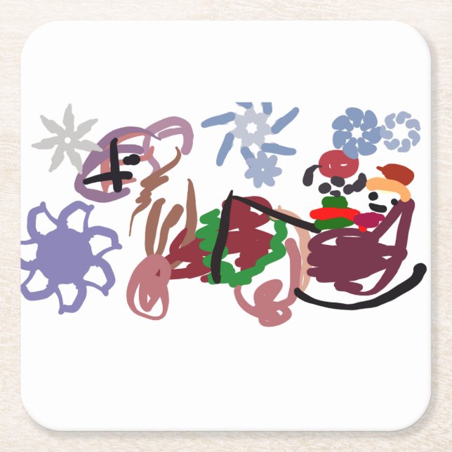 Porta-copo De Papel Quadrado  Sleigh winter  (Frente)