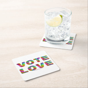 Porta-copo De Papel Quadrado SlipperyJoe voto amor igualdade pelo arco-íris tex