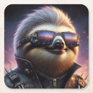 Porta-copo De Papel Quadrado Sloth Cyberpunk