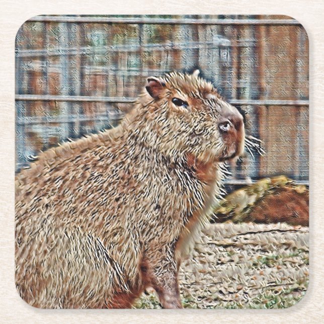 Porta-copo De Papel Quadrado SmartMix Animal - Capybara (Frente)