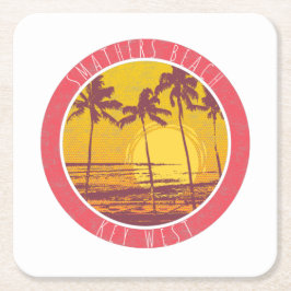 Porta-copo De Papel Quadrado Smathers Beach Key West Vintage Beach Sunrise Surf