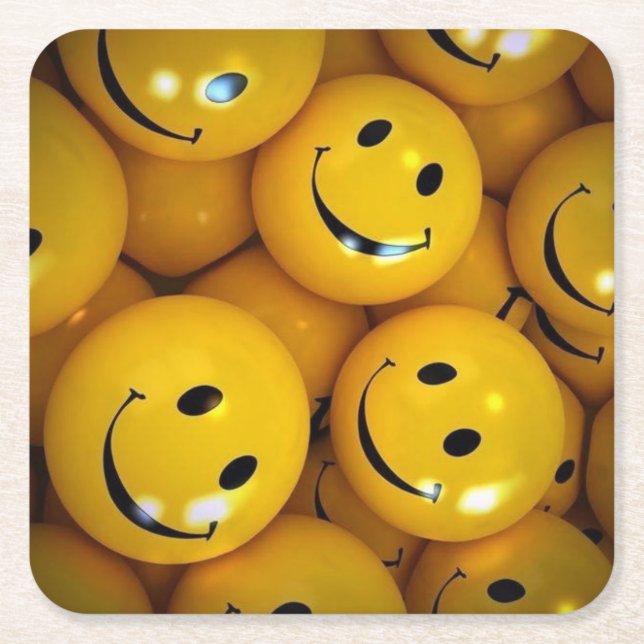 Porta-copo De Papel Quadrado Smiley (Frente)