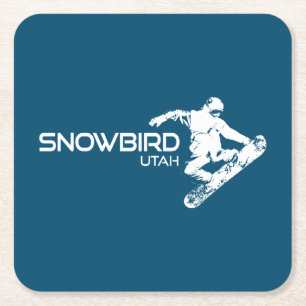 Porta-copo De Papel Quadrado Snowbird Utah Snowboarder