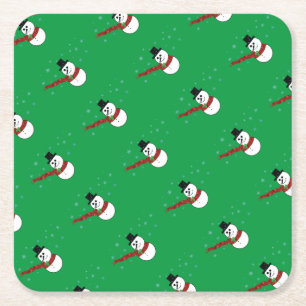 Porta-copo De Papel Quadrado Snowman com bebida Red Scarf