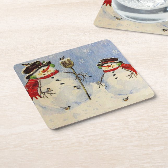 Porta-copo De Papel Quadrado Snowman e Son (Inclinado)