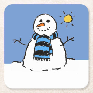 Porta-copo De Papel Quadrado Snowman em Sunshine