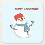 Porta-copo De Papel Quadrado Snowman. Merry Christmas.<br><div class="desc">Alegria do natal em seu lar. Boneco de neve fofo.</div>