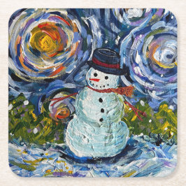 Porta-copo De Papel Quadrado Snowman Paper Coaster Set