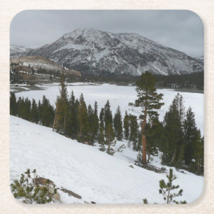 Porta-copo De Papel Quadrado Snowy Ellery Lake California Fotografia de inverno