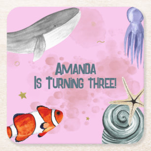 Porta-copo De Papel Quadrado Sob o Mar Animais De Baleia, Crianças De Baleia, R