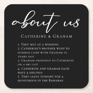 Porta-copo De Papel Quadrado Sobre Nós, Casais, Trendy Modern Black Weds