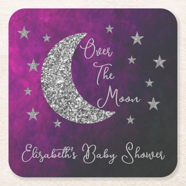 Porta-copo De Papel Quadrado Sobre O Chá de fraldas Da Lua (Frente)