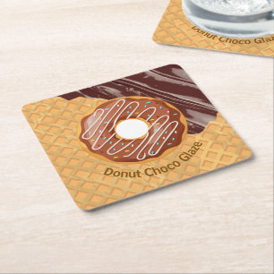 Porta-copo De Papel Quadrado Sobremesa,Donut Choco Glaze, Chocolate Derretido