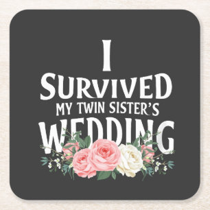 Porta-copo De Papel Quadrado Sobrevivi aos Casais de casamento da minha irmã gê