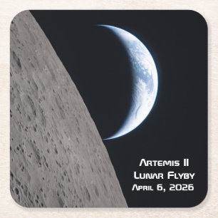 Porta-copo De Papel Quadrado Sobrevoo Lunar Artemis II