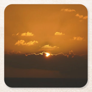 Porta-copo De Papel Quadrado Sol Por Trás Das Nuvens I Via Laranja