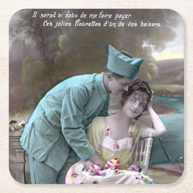 Porta-copo De Papel Quadrado Soldado e Lover (Frente)