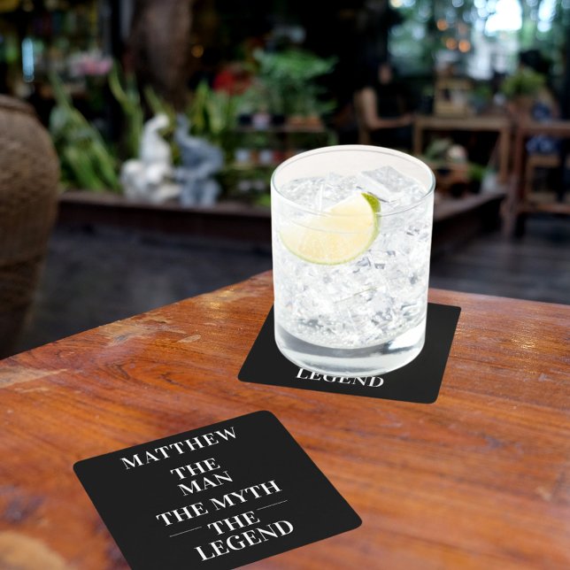 Porta-copo De Papel Quadrado Solteiro de lenda do mito branco preto (Criador carregado)