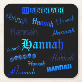 Porta-copo De Papel Quadrado Sombras de Azul em Preto - Hannah