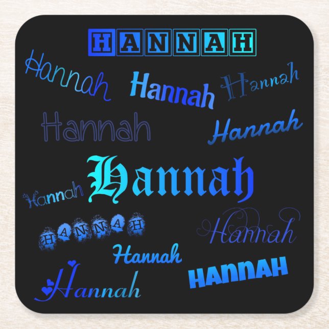 Porta-copo De Papel Quadrado Sombras de Azul em Preto - Hannah (Frente)