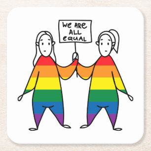 Porta-copo De Papel Quadrado Somos Todos Iguais