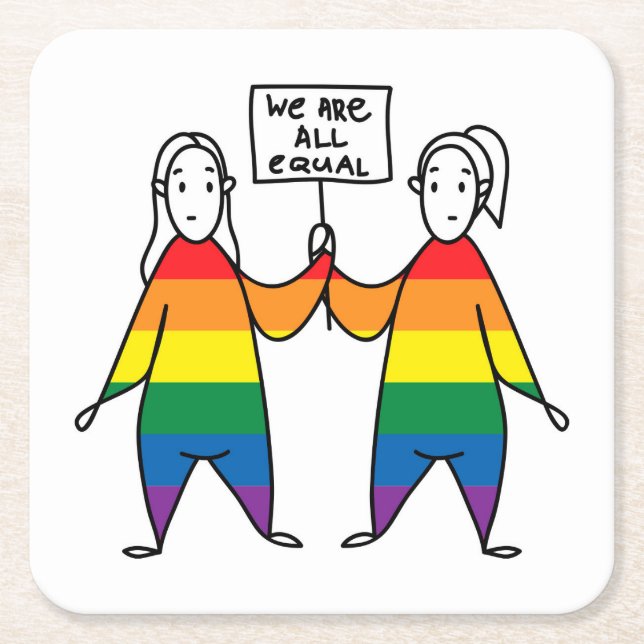 Porta-copo De Papel Quadrado Somos Todos Iguais (Frente)